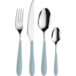 Besteck-Set PINTINOX "Canaletto", blau (edelstahlfarben, hellblau), 24 tlg., Edelstahl 18/10, Essbesteck-Sets, mit Kunststoffgriff, spülmaschinengeeignet