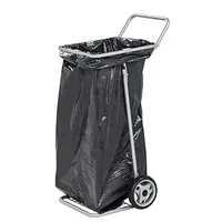 DS Praktischer Metall - Müllsackwagen - Müllsackhalter - Müllsackständer für Kunststoff- oder Papiersäcke bis 125 Liter - Vollgummiräder Tragfähigkeit 50 kg