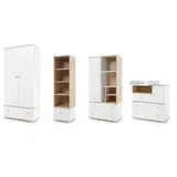 Deine Möbel 24 Babyzimmer-Komplettset OKTAVIA A Kinderzimmer-Set mit Wickelkommode Wickeltisch, (Set (1+2+3+4+5) Kommode Kleiderschrank Regal, 4-tlg., OKTAVIA Kollektion Wickelaufsatz optional), Weiß Eiche Babyzimmer Kinderzimmer weiß