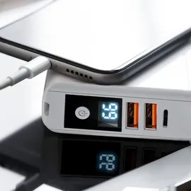 forcell Multifunktionsladegerät 4in1 15W mit USB/USB typ C, Powerbank 8000mAh und kabelloses Laden in einem
