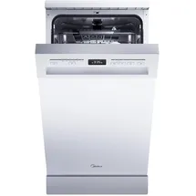 Midea SF 5.45NW10C Geschirrspüler 45cm Freistehend & Unterbaufähig, 10 Maßgedecke, 7 Programme, Spülmaschine 45 cm mit WIFI, 44 db, Startverzögerung, Automatische Türöffnung, 63 kWh/100 Zyklen, Weiß