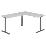 bümö Eckschreibtisch grau, graphit Holzwerkstoff, Nachbildung, Rechteckig, 180x74x240 cm FSC Mix, Arbeitszimmer, Schreibtische, Eckschreibtische