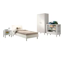 58 aufm Kessel JUGENDZIMMER SET 90x200 Keeley Buche Weiß Holz Regal Komfort Stabil
