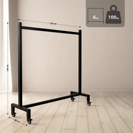 deluke Garderobenständer LENN 120 x 38 x 120 cm Schwarz
