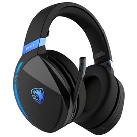 SADES Warden I SA-201 Gaming Headset, schwarz/blau, USB, kabellos, Stereo, Over Ear, alle Bluetooth 5.0, 2,4 G 3,5 mm