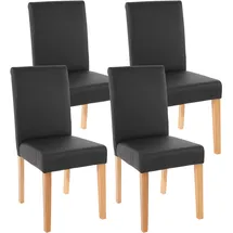 MCW 4er-Set Esszimmerstuhl Littau Kunstleder, schwarz matt, helle Beine