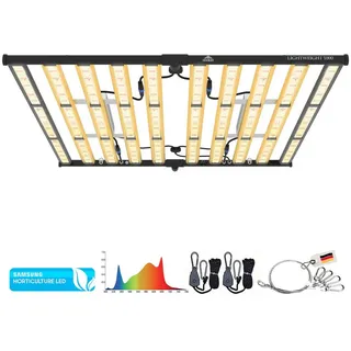 The Hookah THE GROW 1000 Watt Vollspektrum LED (mit UV- und Infrarotlicht) mit 3400 Dioden, leistungsstarke Pflanzenlampe, Dimmbar, Daisy-Chain Funktion, optimal für Growzelt / 2,9 umol/J