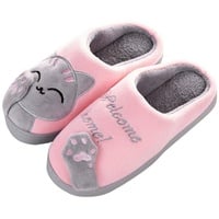 Unisex Katzen Damen-Hausschuhe Winter Warm Plüsch Pantoffeln Paar Slippers Weiche Bequeme Katze Schlappen rutschfeste Hüttenschuhefür Herren Gästepantoffeln Memory Foam - 40/41 EU