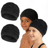 Kiiwah 2 Stück Badekappe Kinder, Badekappen mit Anti-Rutsch-Noppen Schwimmhaube mit UV-Schutz Elastische Badehaube für Jungen und Mädchen Langes und Kurzes Haar(S