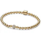 Pandora Kugeln & Pavé Armband aus Sterling Silber mit 14 Karat vergoldete Metalllegierung, Zirkonia, Größe: 19cm, 568342C01-19