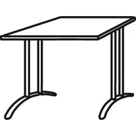 Hammerbacher Schreibtisch nussbaum quadratisch, C-Fuß-Gestell silber 80,0 x 80,0 cm