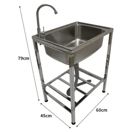 MONSTER SHOP Edelstahl-metall-camping-spüle mit Wasserhahn und Abflussrohr Outdoor-waschbecken freistehend tragbar