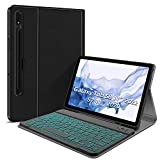 JUQITECH Tastaturhülle mit Hintergrundbeleuchtung für Samsung Galaxy Tab S8 S7 11 mit 7 Farben-Hintergrundbeleuchtung, kabellos, abnehmbare Tastatur für Galaxy Tab S8 SM-X700/X706 2022 S7