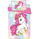 TAMEOLIE Einhorn Kinderbettwäsche 100x135cm 40x60cm 100% Baumwolle, Unicorn, Bettwäsche Pferde, Baby, Mädchen, Geschenk Geburtstag