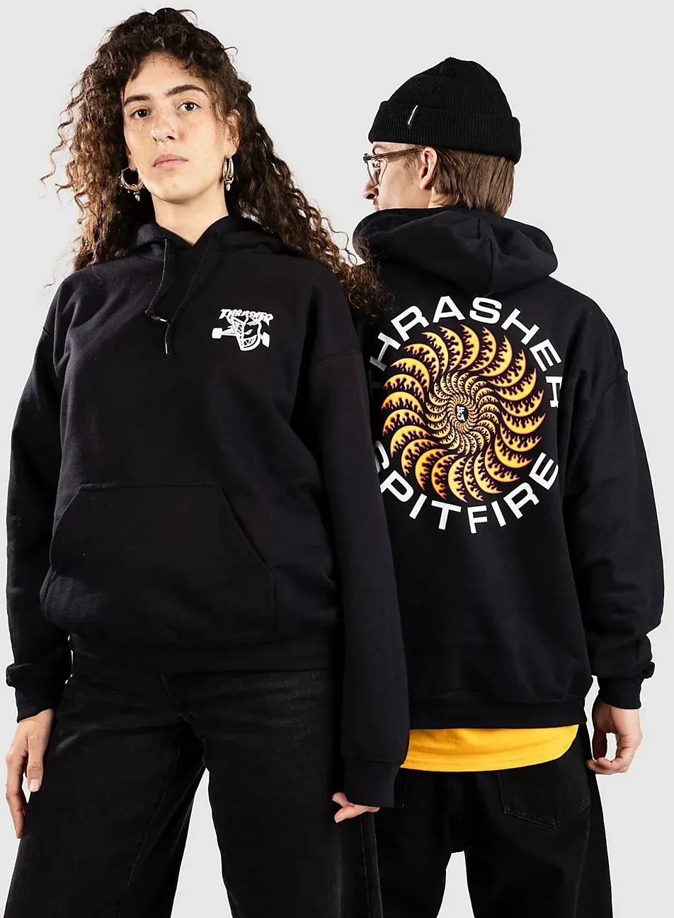 Thrasher X Spitfire Classic Swirl Hoodie black Gr. M