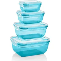 GRIZZLY 4er Set Frischhaltedosen (0,4L, 0,8L, 1,4L, 2,3L), rechteckig,