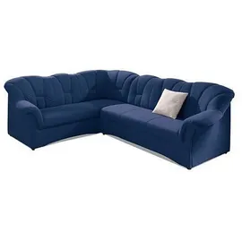 DOMO collection Ecksofa »Papenburg B/T/H: 242/190/84 cm L-Form«, wahlweise mit Bettfunktion, Langer Schenkel links oder rechts blau