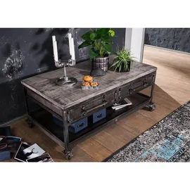 Massivmoebel24 Couchtisch Mango grau Massivholz 110 x 60 x 50 cm