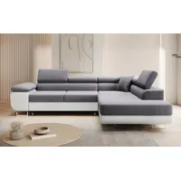 Luxusbetten24 Schlafsofa Designer Sofa Aston Stoff/Kunstleder, mit Stauraum und Schlaffunktion grau
