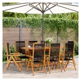 vidaXL Gartenstuhl Verstellbar 8 Stk. Schwarz Massivholz Akazie