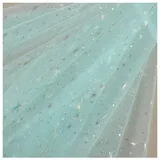 Egurs Tüllstoff Meterware mit Glitzernde Stern 200×150cm Tüll Dekoband Weich Garn Tuch Tüll Deko Stoffe Hochzeit Tüllband Organza Stoffe zum Nähen für DIY Bekleidung Tutu Rock Grün 2 Meter