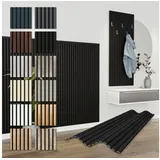 Hexim Wanddekoobjekt APH12 (Akustikpaneele 138,5x60cm Holz Comfort - flexible Holzpaneele Platten Lamellenwand MDF Wandpaneele Lamellenverkleidung Wandverkleidung schalldämmend 0.83m2 Black Edition) schwarz