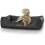 Knuffelwuff gestepptes Leder Hundebett Milan - XXL 120 X 85 cm - grau