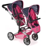 Bayer Chic 2000 - Puppenwagen Linus Duo, Zwillingspuppenwagen für Kinder von 4 bis 8 Jahren, Tandempuppenwagen, Konfetti, pink, 690-84