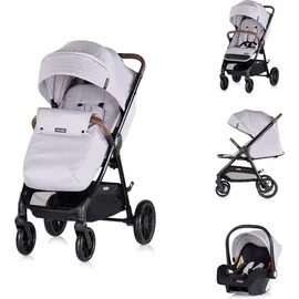 Chipolino Kombikinderwagen Ultera 2 in 1 Babyschale Fußabdeckung klappbar Korb hellgrau - Grau