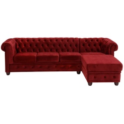Home affaire Chesterfield-Sofa New Castle, hochwertige Knopfheftung in Chesterfield-Design, B/T/H: 255(171/72) rot