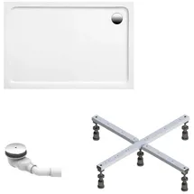 Schulte Duschwanne Adria 120x80 Cm - Komplett Set Mit Fußgestell Und Ablaufgarnitur - Hochwertiges Sanitäracryl In Weiß Glänzend - Schulte