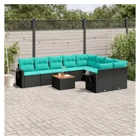 vidaXL Gartensofa-Set 10-tlg. Loungesofa schwarz