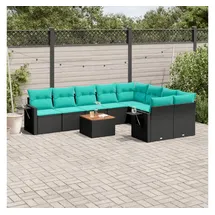 vidaXL Gartensofa-Set 10-tlg. Loungesofa schwarz