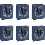 eurowrap Clairefontaine X-29133-3Cpack - Packung 12 Geschenktasche - Tüte Excellia, Format M (21,5x10,2x25,3 cm), 210g, geeignet für Geschenke, Weihnachten Sternennacht, Blau - Gold, 1 Pack