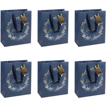 eurowrap Clairefontaine X-29133-3Cpack - Packung 12 Geschenktasche - Tüte Excellia, Format M (21,5x10,2x25,3 cm), 210g, geeignet für Geschenke, Weihnachten Sternennacht, Blau - Gold, 1 Pack