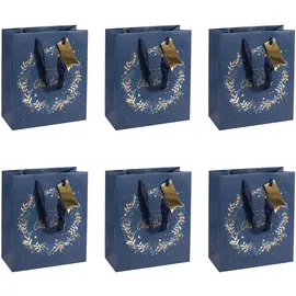 eurowrap Clairefontaine X-29133-3Cpack - Packung 12 Geschenktasche - Tüte Excellia, Format M (21,5x10,2x25,3 cm), 210g, geeignet für Geschenke, Weihnachten Sternennacht, Blau - Gold, 1 Pack