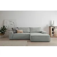 OTTO home Ecksofa SHERWOOD Cord L-Form, 267 cm - OTTO. Verlässliche Qualität., Schlaffunktion mit Bettkasten (210x136 cm), Cord, Vintage, Samtvelours grau|silberfarben