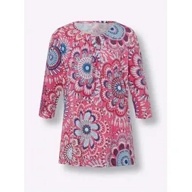 Classic Basics Longshirt CLASSIC BASICS "Longshirt", Damen, Gr. 56, bunt (fuchsia, aqua, bedruckt), 100% Baumwolle, gemustert, mehrfarbig, Rundhals, Shirts Longshirt