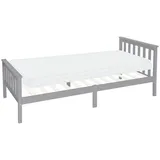 ML-Design Holzbett 90x200 cm Hellgrau mit Matratze H:10cm,