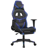 vidaXL Gaming-Stuhl mit Massage & Fußstütze Schwarz & Blau Kunstleder Modell 2