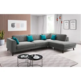 Home Affaire Ecksofa HOME AFFAIRE "Laurentia, L-Form", grau, B:294cm H:83cm T:203cm, Luxus-Microfaser (100% Polyester);Samt (100% Polyester), Sofas, Ecksofa, mit 4 Zierkissen, Ottomane links oder rechts bestellbar