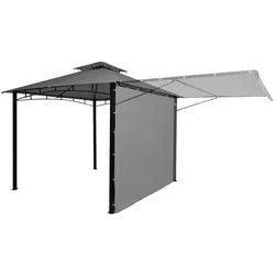 Pergola MCW-F94, Garten Pavillon, Stahl bewegliche Seitenwand 2,5x2,5m ~ grau