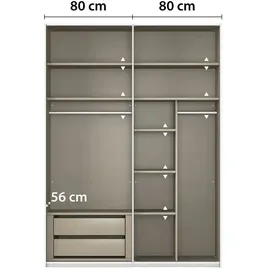 meinSchrank Schwebetürenschrank Regina 161 x 223 x 68 cm Grau