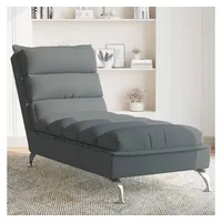 vidaXL Chaiselongue mit Kissen dunkelgrau Stoff silber