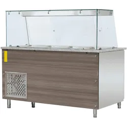 Saladette / Salattheke - 2,23 x 0,82 x 1,25 m - mit 4 Türen - eckigem Glasaufsatz - IDEAL Plus Glasaufsatz 40 cm