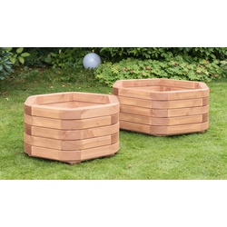 Sechseckiger Pfanztrog Holz – Pflanzkübel Holz aus Douglasie – Blumenkübel Douglasie – Pflanzkasten Holz für kreative Gartengestaltung