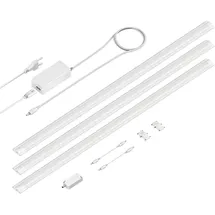 ledscom.de LED Unterbau-Leuchte SIRIS weiß matt, mit Touch-Dimmer, flach, je 90cm, je 1044lm, weiß 3er Set
