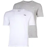 Fila Herren T-Shirt, BROD Tee, Rundhals, Kurzarm, Logo Weiß/Grau XL