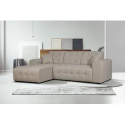 Ecksofa HOME AFFAIRE "Nosia L-Form", beige, B:234cm H:85cm T:163cm, 100% Polyester, Sofas, incl. 2 Zierkissen, mit feiner Steppung