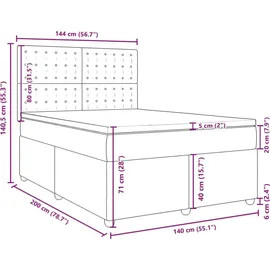 vidaXL Boxspringbett mit Matratze Dunkelbraun 140x200 cm Stoff